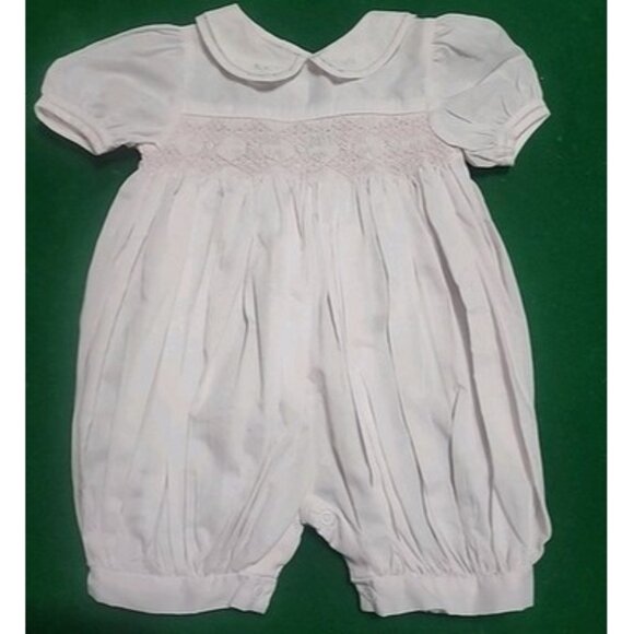 Petit Ami Hand Embroidered Smocked Pale Pink Romper Size 3 Months Baby Girl - Picture 1 of 7